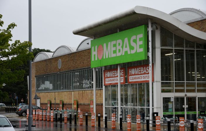 Bournemouth, UK August 16, 2018 Homebase DIY chain announces closure of 42 stores across the country putting 1500 jobs at risk - in the photo is clearance outlet in Castle Point